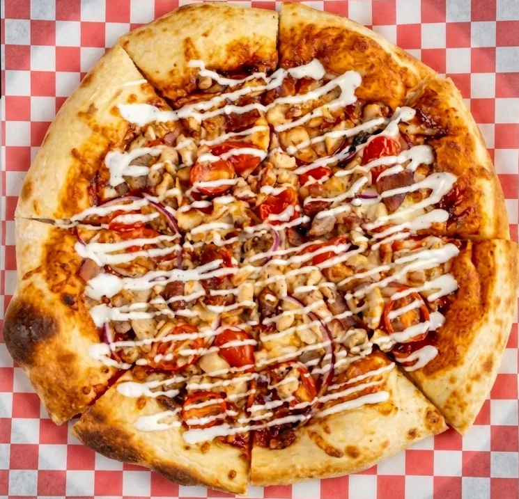 BBQ Bacon Chicken Ranch Pizza at Calgary Pub & Restaurant in SE Calgary
